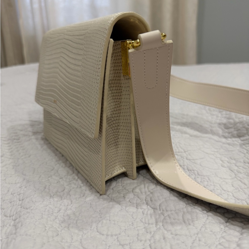 JW PEI Cream Croc-Embossed Crossbody Bag